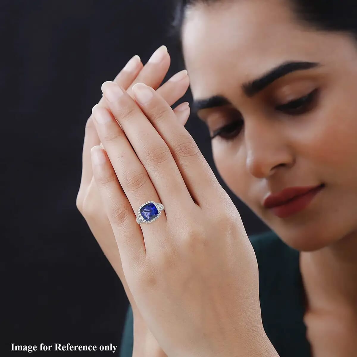 Certified & Appraised Rhapsody AAAA Tanzanite and E-F VS Diamond 5.65 ctw Ring in 950 Platinum (Size 9.0) 8.75 Grams image number 5