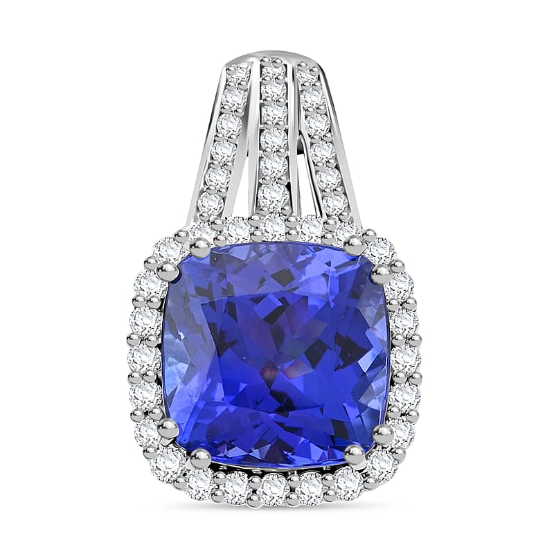 Certified & Appraised Rhapsody AAAA Tanzanite and E-F VS Diamond 5.50 ctw Pendant in 950 Platinum 4.65 Grams