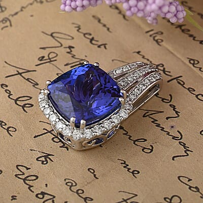 Certified & Appraised Rhapsody AAAA Tanzanite and E-F VS Diamond 5.50 ctw Pendant in 950 Platinum 4.65 Grams