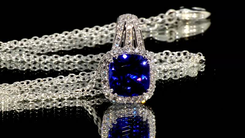 Certified & Appraised Rhapsody AAAA Tanzanite and E-F VS Diamond 5.50 ctw Pendant in 950 Platinum 4.65 Grams