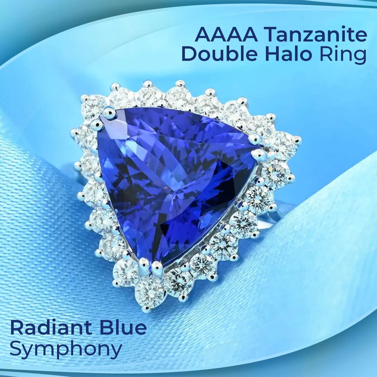 Rhapsody Certified & Appraised AAAA Tanzanite and E-F VS Diamond 5.50 ctw Halo Ring, 950 Platinum Ring, Tanzanite Jewelry, Rings For Her 7.20 Grams (Size 6) image number 1