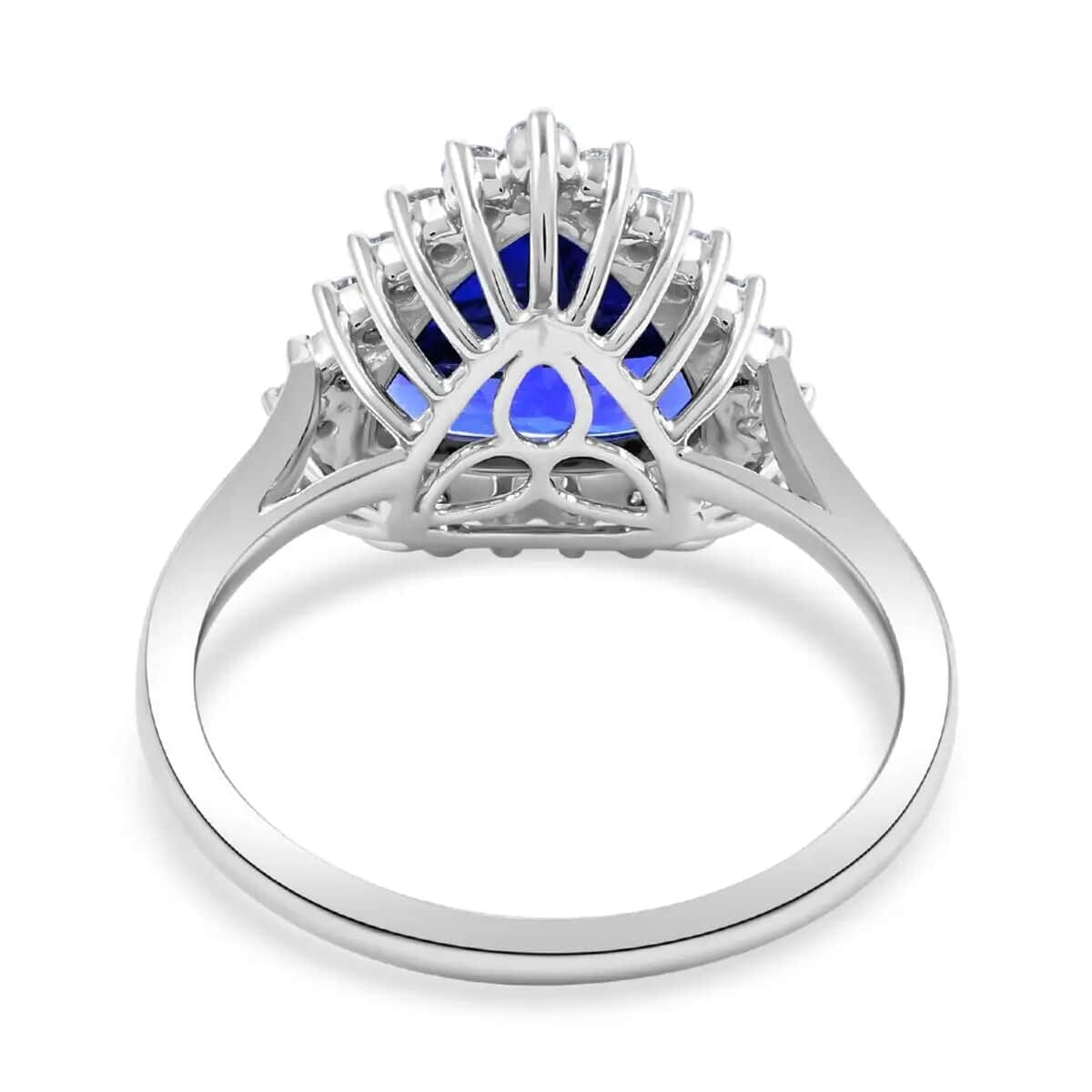 Rhapsody Certified & Appraised AAAA Tanzanite and E-F VS Diamond 5.50 ctw Halo Ring, 950 Platinum Ring, Tanzanite Jewelry, Rings For Her 7.20 Grams (Size 6) image number 4