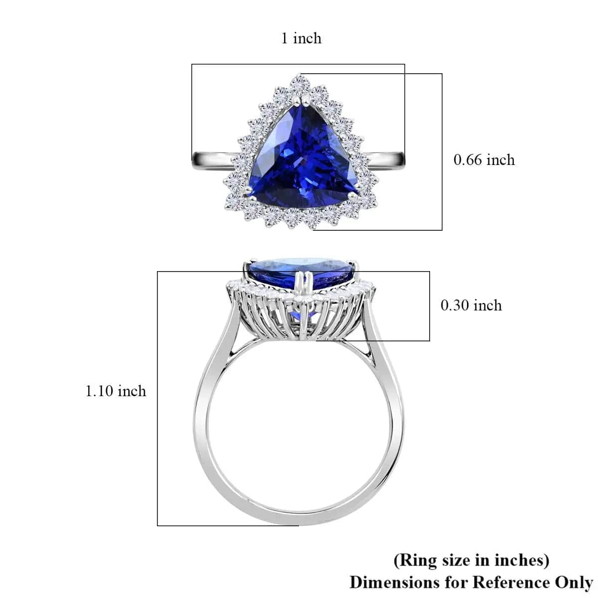 Rhapsody Certified & Appraised AAAA Tanzanite and E-F VS Diamond 5.50 ctw Halo Ring, 950 Platinum Ring, Tanzanite Jewelry, Rings For Her 7.20 Grams (Size 6) image number 5