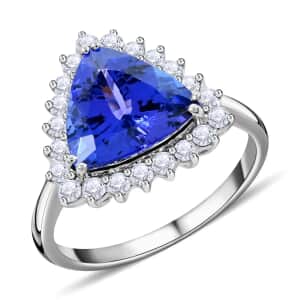 Rhapsody Certified & Appraised AAAA Tanzanite and E-F VS Diamond 5.50 ctw Halo Ring, 950 Platinum Ring, Tanzanite Jewelry, Rings For Her 7.20 Grams (Size 7.0)