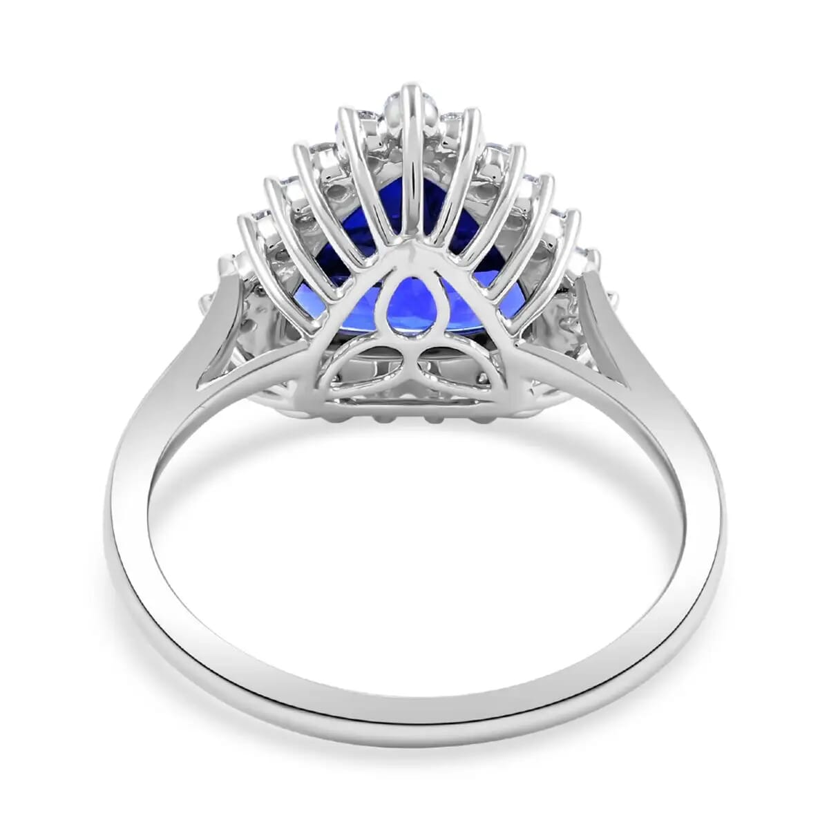 Rhapsody Certified & Appraised AAAA Tanzanite and E-F VS Diamond 5.50 ctw Halo Ring, 950 Platinum Ring, Tanzanite Jewelry, Rings For Her 7.20 Grams (Size 9) image number 4