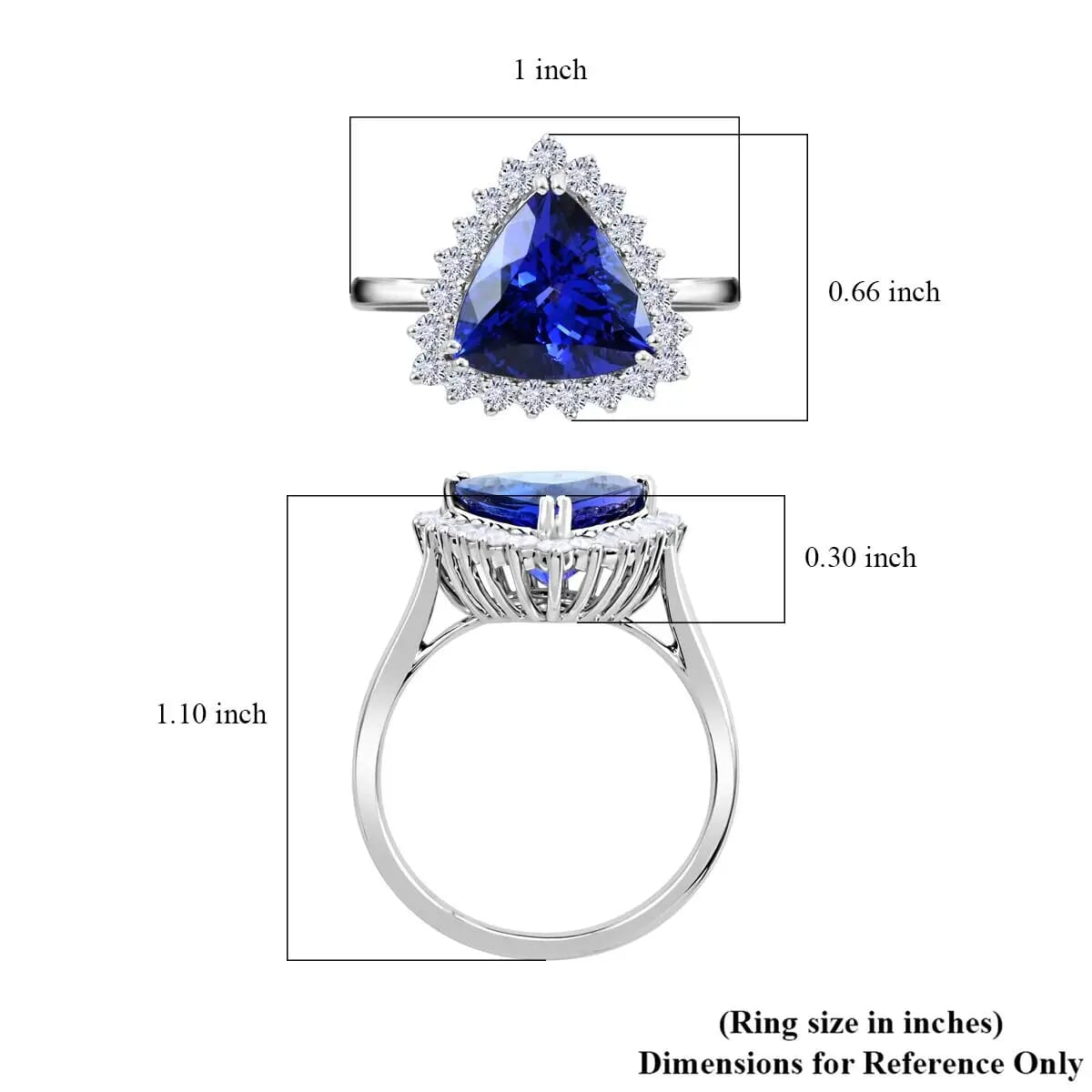 Rhapsody Certified & Appraised AAAA Tanzanite and E-F VS Diamond 5.50 ctw Halo Ring, 950 Platinum Ring, Tanzanite Jewelry, Rings For Her 7.20 Grams (Size 9) image number 5