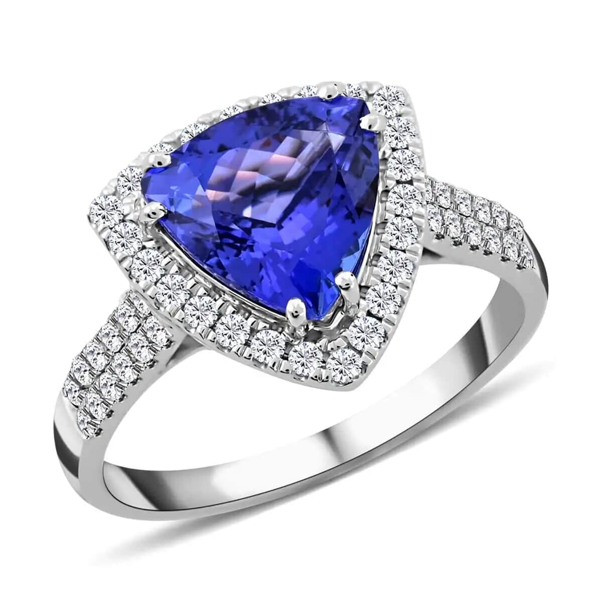 Certified & Appraised Rhapsody 950 Platinum AAAA Tanzanite and E-F VS Diamond Ring (Size 6.0) 7.45 Grams 4.15 ctw image number 0