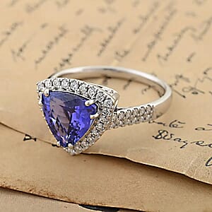 Certified & Appraised Rhapsody AAAA Tanzanite and E-F VS Diamond 4.15 ctw Ring in 950 Platinum (Size 6.0) 7.45 Grams