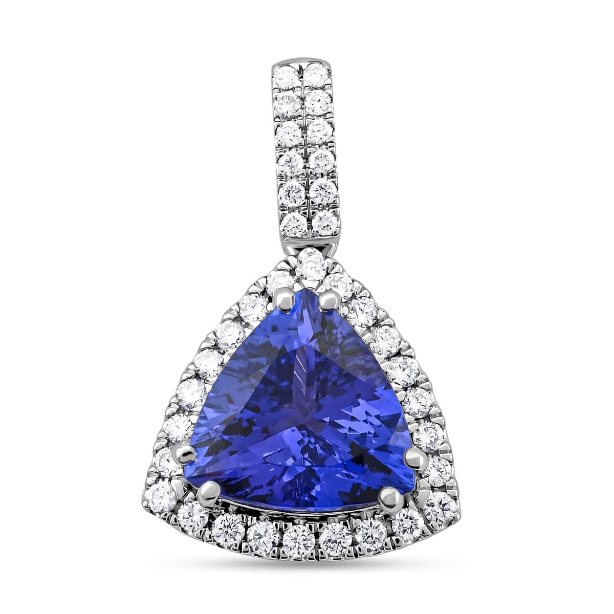 Certified & Appraised Rhapsody 950 Platinum AAAA Tanzanite and E-F VS Diamond Pendant 4.05 ctw image number 0