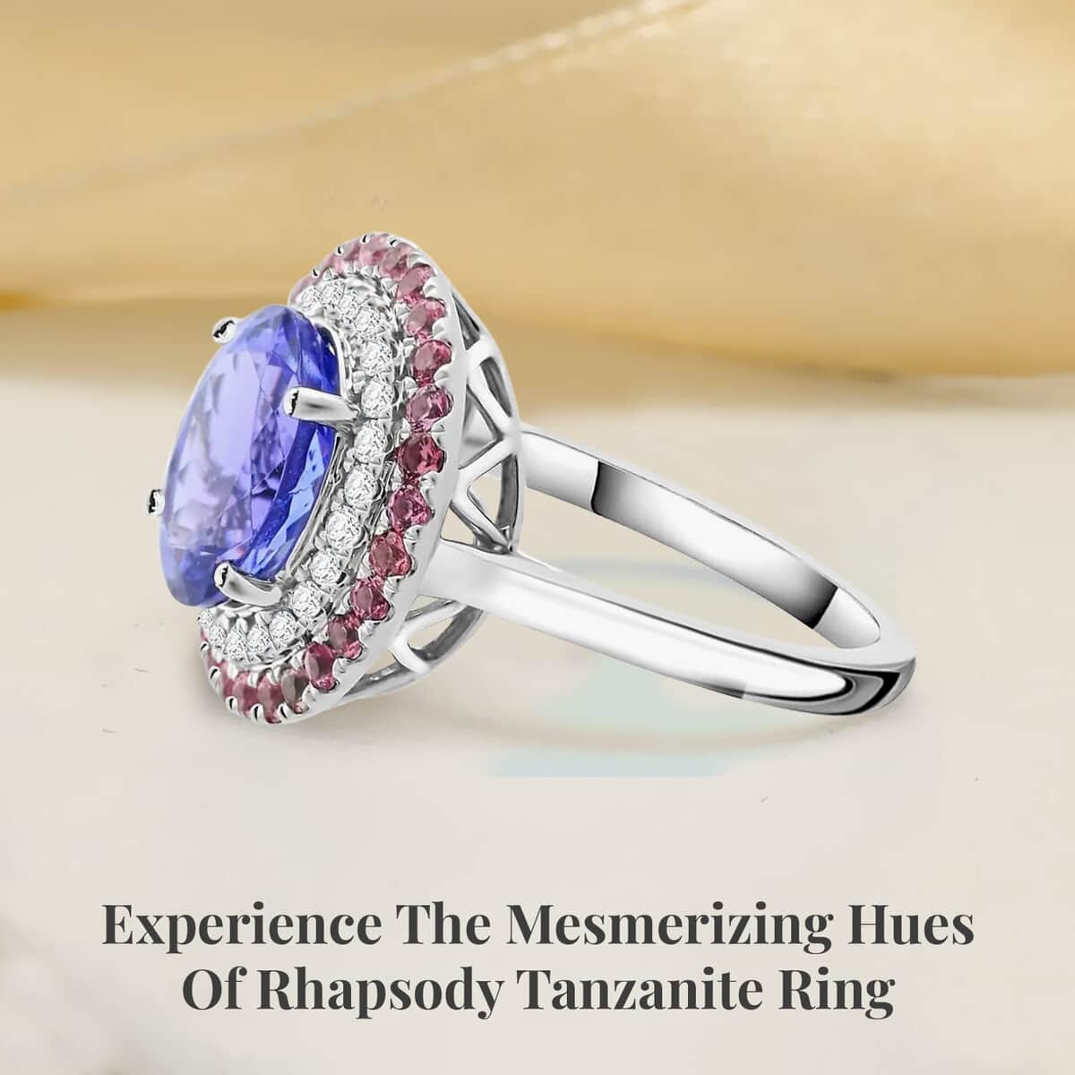 Certified & Appraised Rhapsody 950 Platinum AAAA Tanzanite, Mahenge Spinel and E-F VS Diamond Ring (Size 10.0) 6.80 Grams 3.75 ctw image number 2