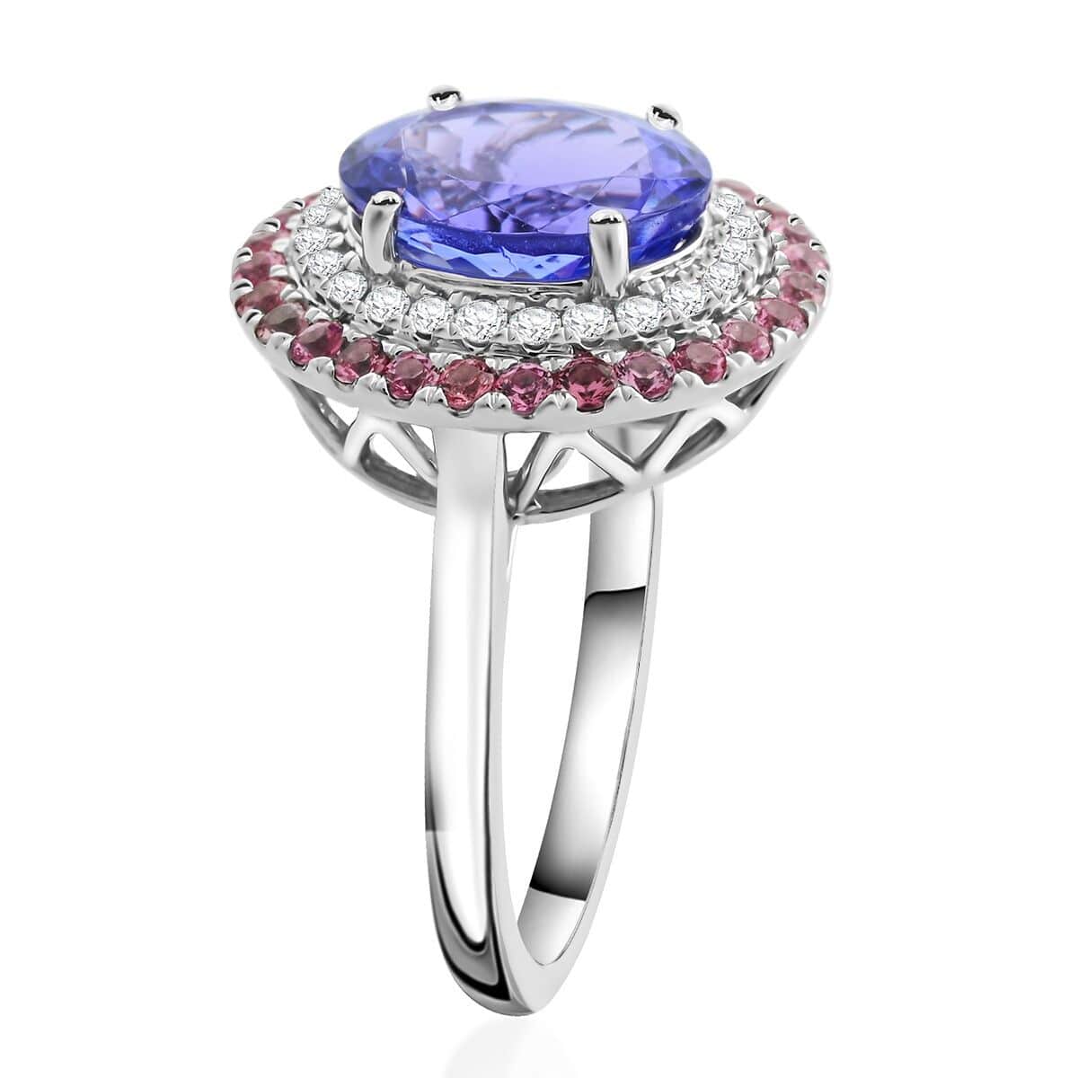 Certified & Appraised Rhapsody 950 Platinum AAAA Tanzanite, Rose Spinel and E-F VS Diamond Ring (Size 6.0) 6.80 Grams 3.75 ctw image number 3
