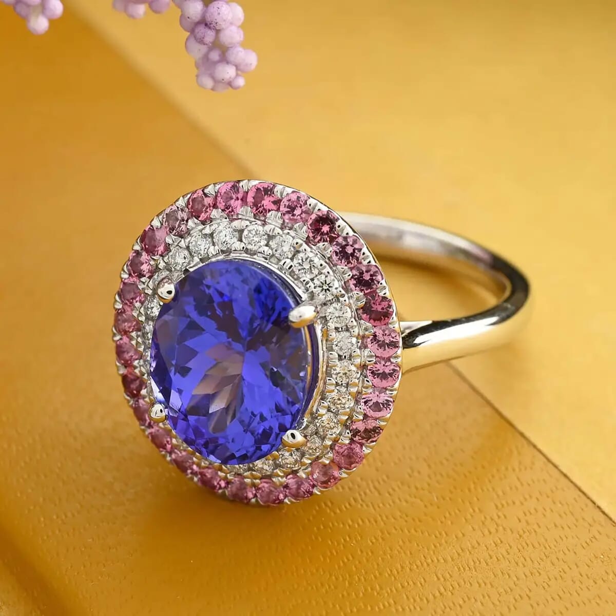 Certified & Appraised Rhapsody AAAA Tanzanite, Mahenge Spinel and E-F VS Diamond 3.75 ctw Ring in 950 Platinum (Size 7.0) 6.80 Grams image number 1