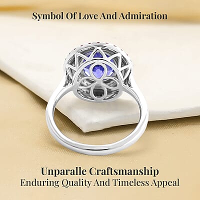 Certified & Appraised Rhapsody AAAA Tanzanite, Mahenge Spinel and E-F VS Diamond 3.75 ctw Ring in 950 Platinum (Size 8.0) 6.80 Grams