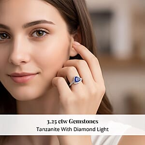 Certified & Appraised Rhapsody 950 Platinum AAAA Tanzanite and E-F VS Diamond Ring (Size 10.0) 6.65 Grams 3.25 ctw