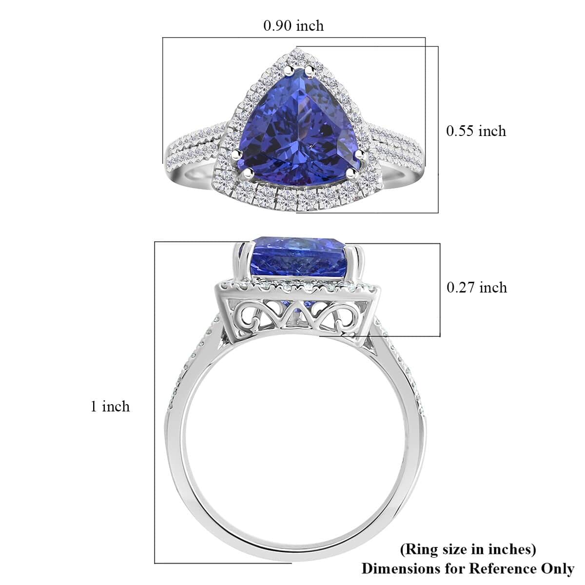 Doorbuster Certified & Appraised Rhapsody 950 Platinum AAAA Tanzanite and E-F VS Diamond Ring 6.65 Grams 3.25 ctw image number 5