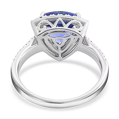 Certified & Appraised Rhapsody 950 Platinum AAAA Tanzanite and E-F VS Diamond Ring (Size 10.0) 6.65 Grams 3.25 ctw