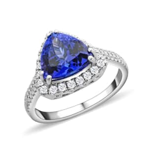 Certified & Appraised Rhapsody 950 Platinum AAAA Tanzanite and E-F VS Diamond Ring (Size 6.0) 6.65 Grams 3.25 ctw