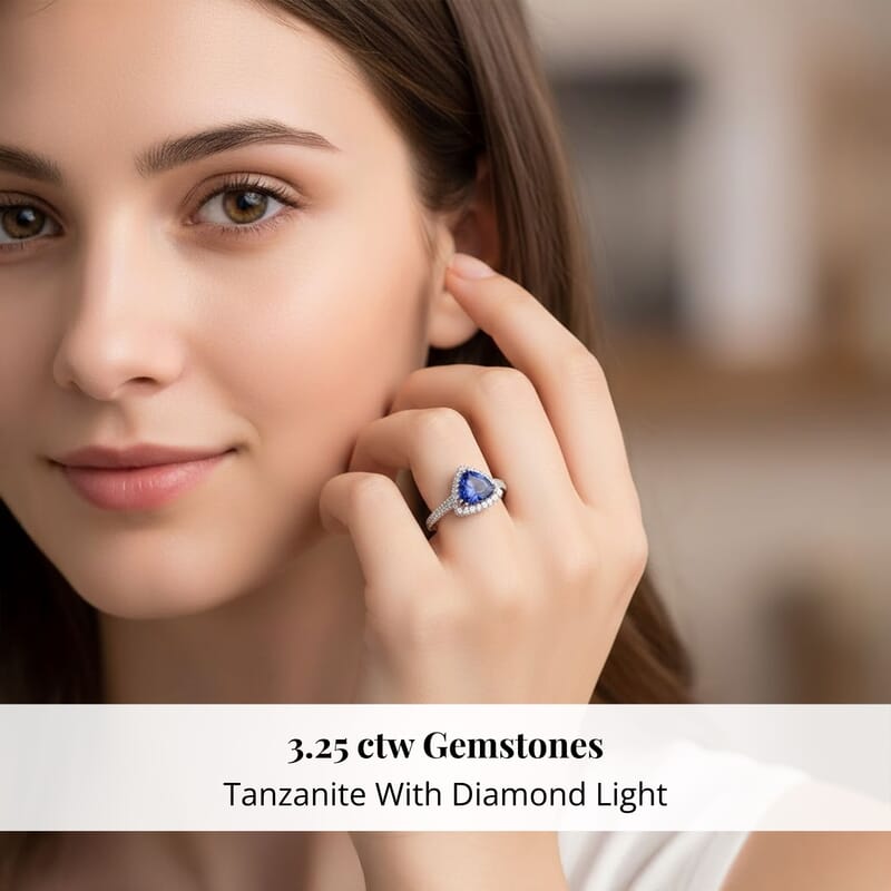 Certified & Appraised Rhapsody AAAA Tanzanite and E-F VS Diamond 3.25 ctw Halo Ring in 950 Platinum (Size 6.0) 6.65 Grams