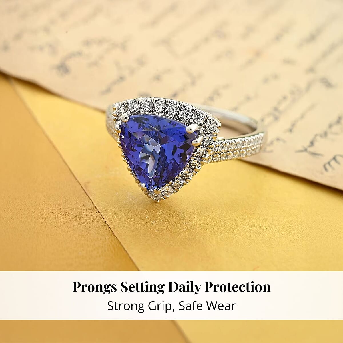 Certified & Appraised Rhapsody AAAA Tanzanite and E-F VS Diamond 3.25 ctw Halo Ring in 950 Platinum (Size 6.0) 6.65 Grams image number 3