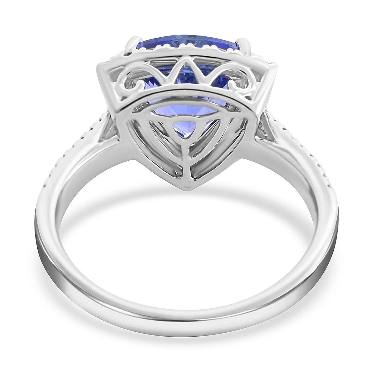 Certified & Appraised Rhapsody AAAA Tanzanite and E-F VS Diamond 3.25 ctw Halo Ring in 950 Platinum (Size 6.0) 6.65 Grams image number 4