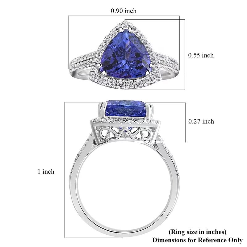 Certified & Appraised Rhapsody AAAA Tanzanite and E-F VS Diamond 3.25 ctw Halo Ring in 950 Platinum (Size 6.0) 6.65 Grams