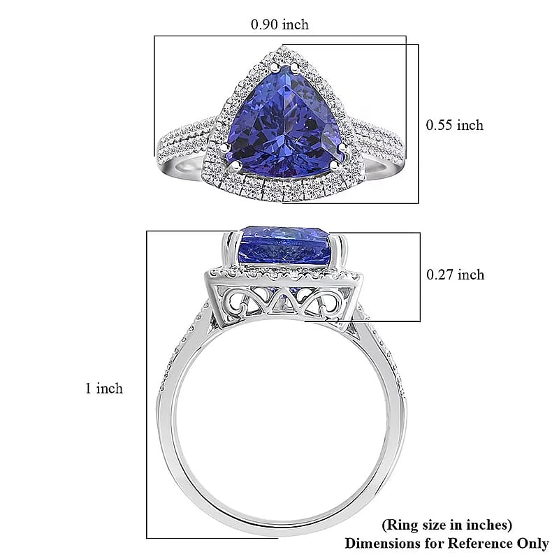 Certified & Appraised Rhapsody AAAA Tanzanite and E-F VS Diamond 3.25 ctw Halo Ring in 950 Platinum (Size 6.0) 6.65 Grams