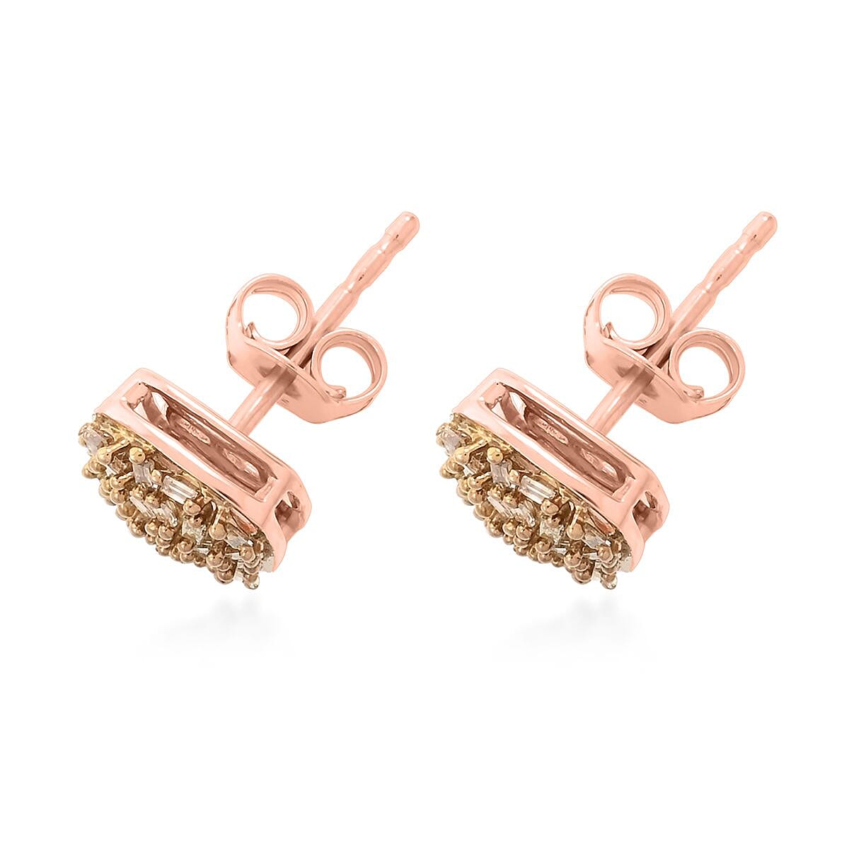Natural Champagne Diamond Stud Earrings in Vermeil Rose Gold Over Sterling Silver 0.25 ctw image number 2