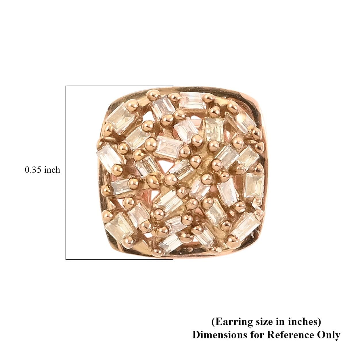 Natural Champagne Diamond Stud Earrings in Vermeil Rose Gold Over Sterling Silver 0.25 ctw image number 4