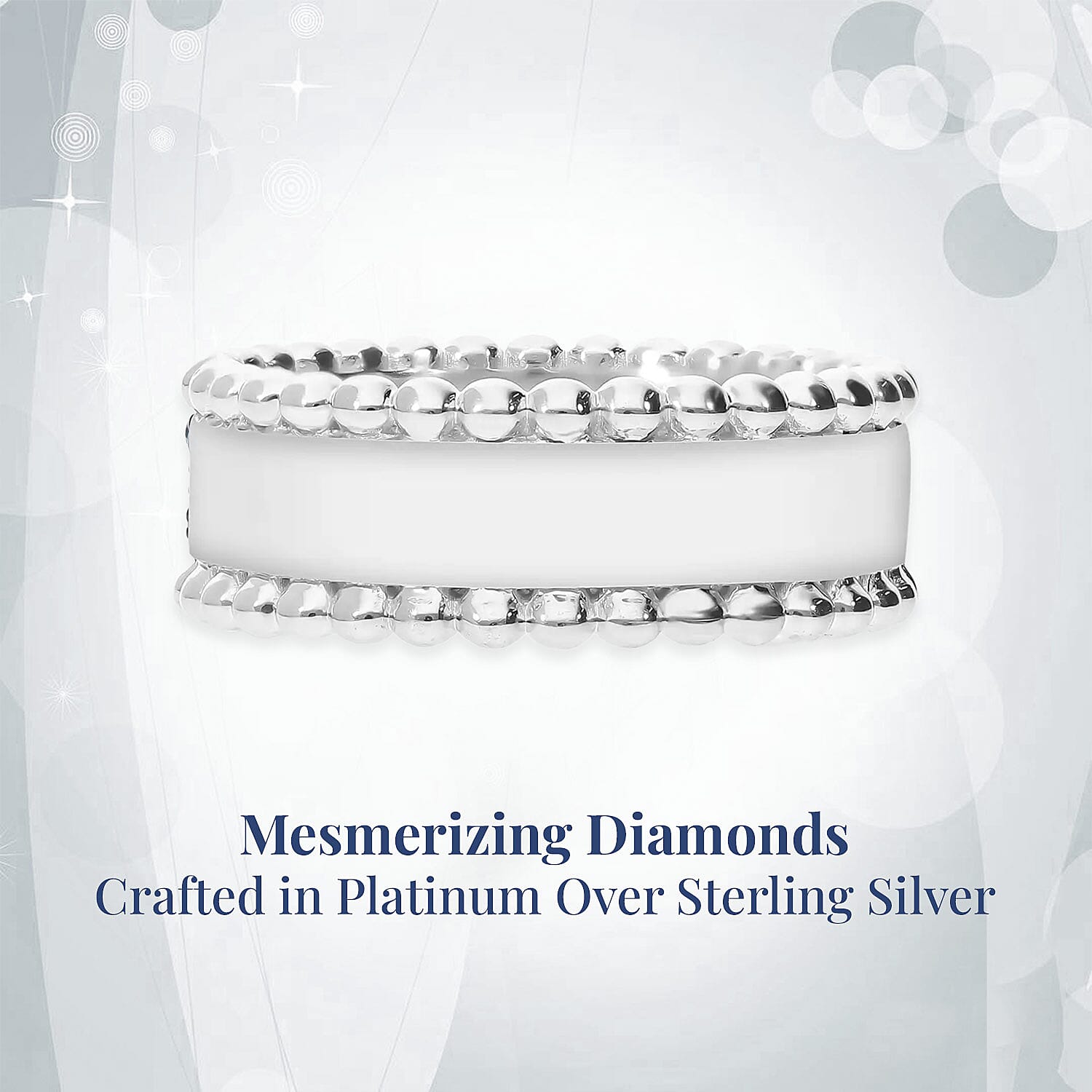 Blue Diamond (IR) 3 Row Band Ring in Platinum Over Sterling Silver, Blue Diamond Jewelry, Birthstone Anniversary Gift For Her 0.50 ctw