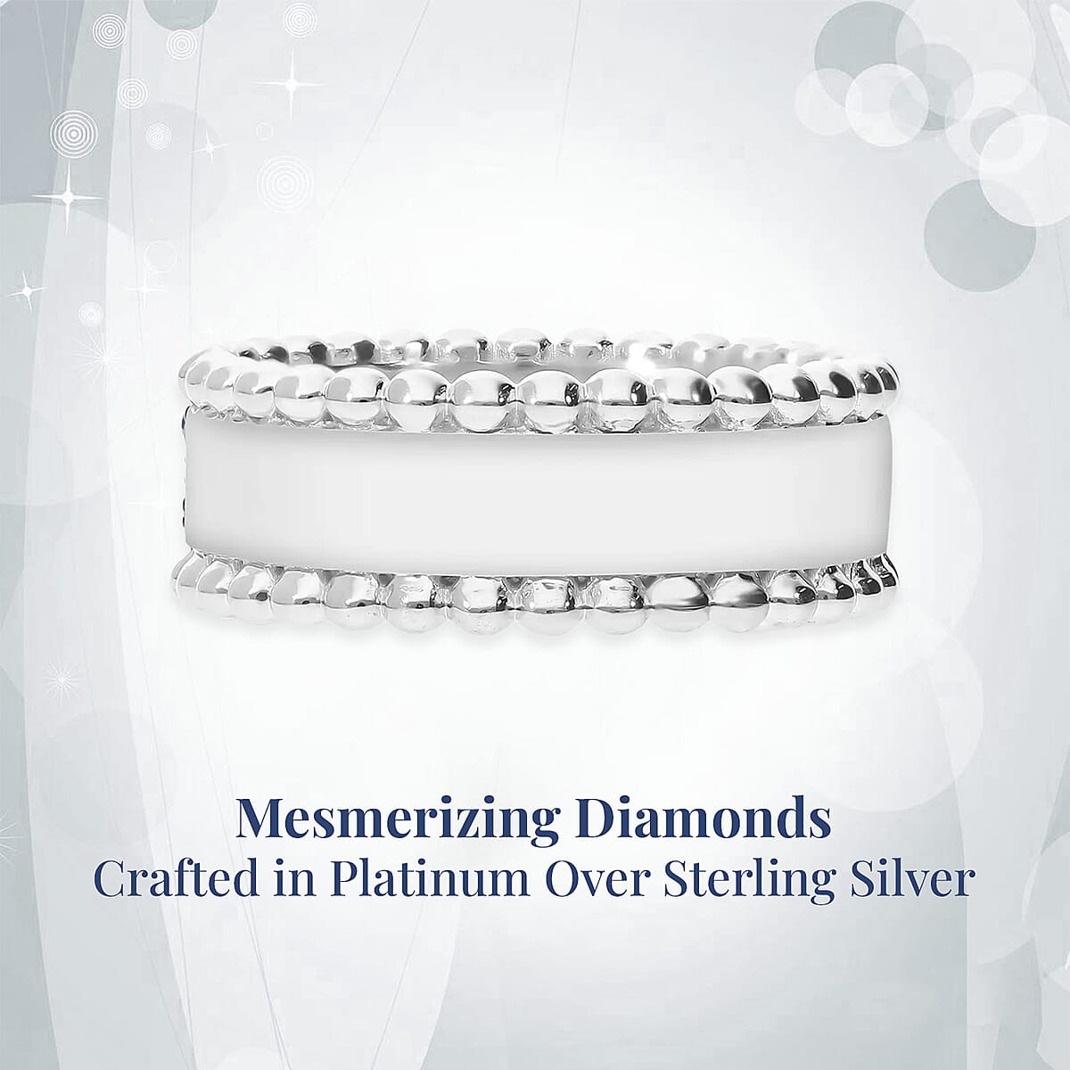 Doorbuster Blue Diamond 3 Row Eternity Ring in Platinum Over Sterling Silver (Size 10.0) 0.50 ctw image number 3