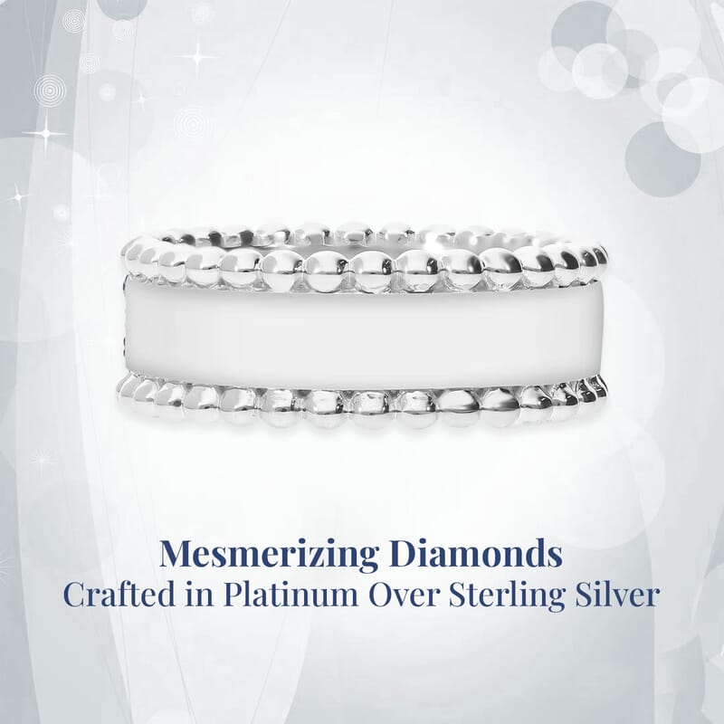 Blue Diamond (IR) 3 Row Band Ring in Platinum Over Sterling Silver, Blue Diamond Jewelry, Birthstone Anniversary Gift For Her 0.50 ctw