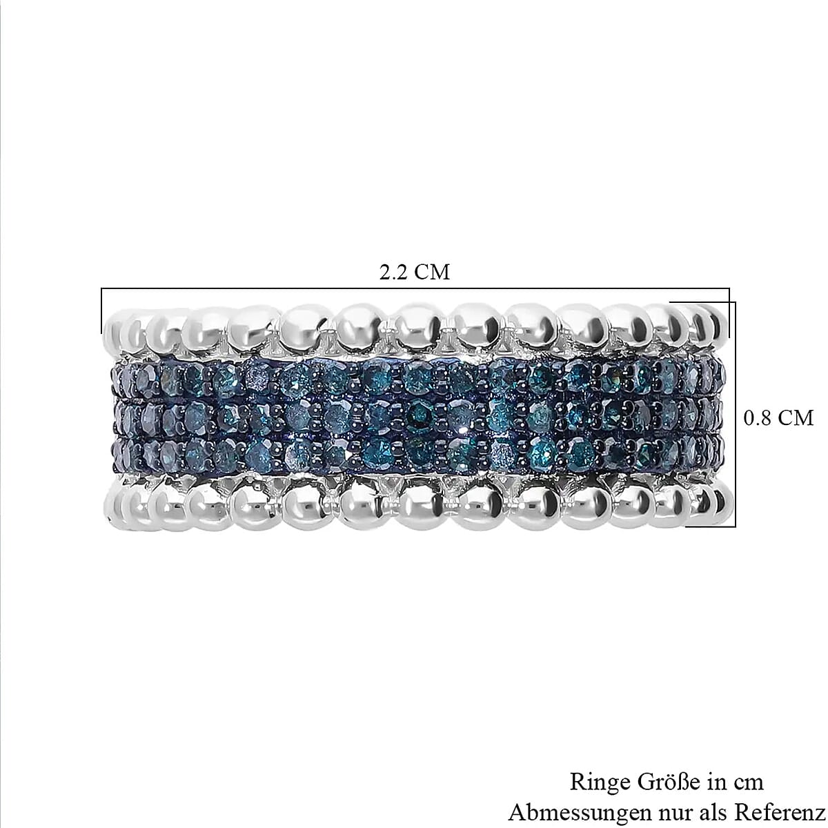 Doorbuster Blue Diamond 3 Row Eternity Ring in Platinum Over Sterling Silver (Size 10.0) 0.50 ctw image number 7