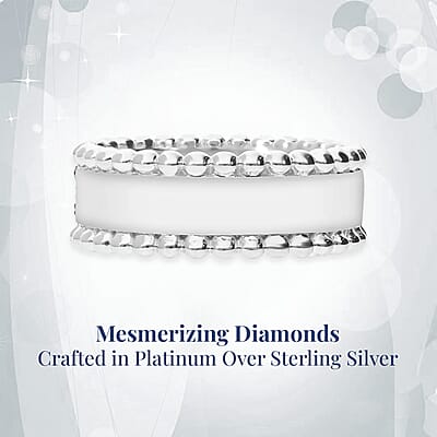 Blue Diamond 0.50 ctw 3 Row Band Ring in Platinum Over Sterling Silver, Blue Diamond Jewelry, Birthstone Anniversary Gift For Her (Size 5.00)