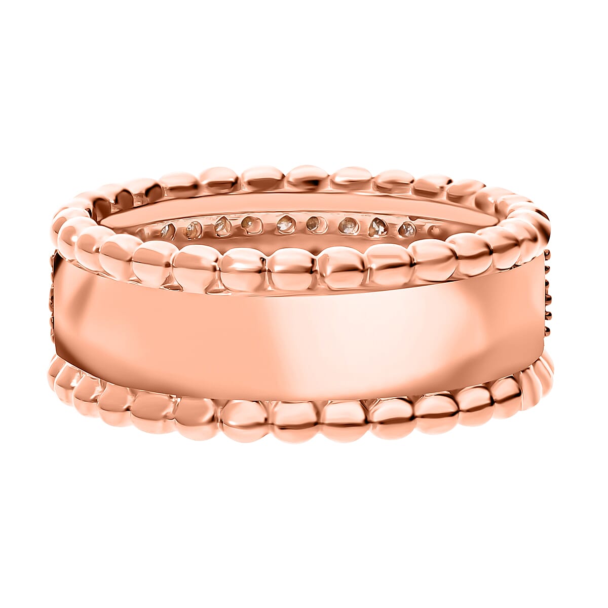 Natural Champagne Diamond 3 Row Band Ring in Vermeil Rose Gold Over Sterling Silver, Champagne Diamond Jewelry, Birthstone Anniversary Gift For Her 0.50 ctw image number 4