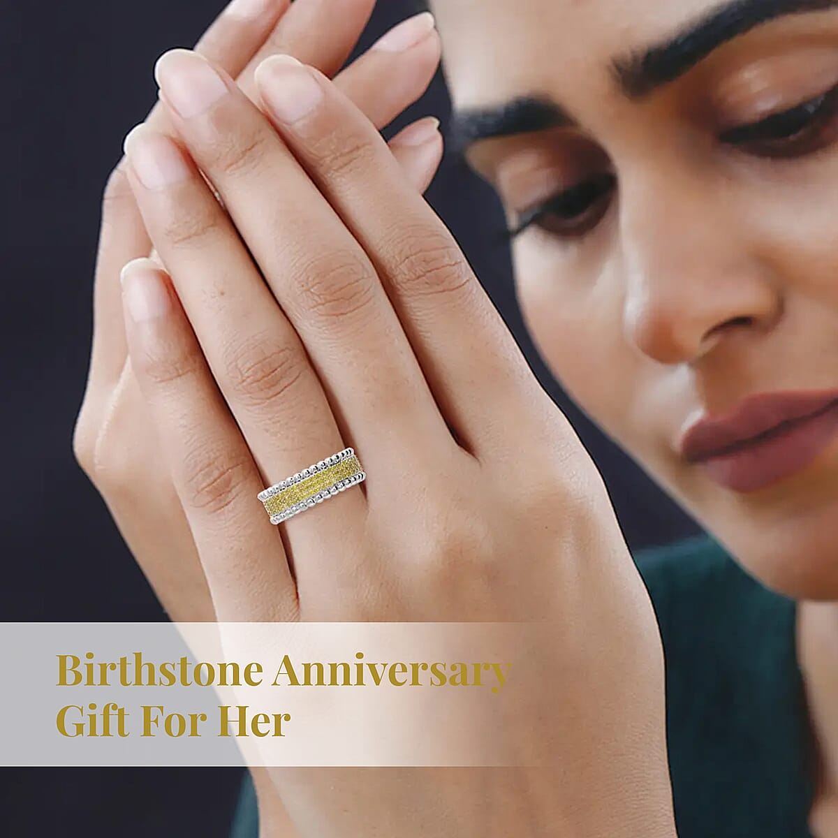 Yellow Diamond 0.50 ctw 3 Row Band Ring in Vermeil YG Over Sterling Silver, Yellow Diamond Jewelry, Birthstone Anniversary Gift For Her (Size 10.00) image number 4