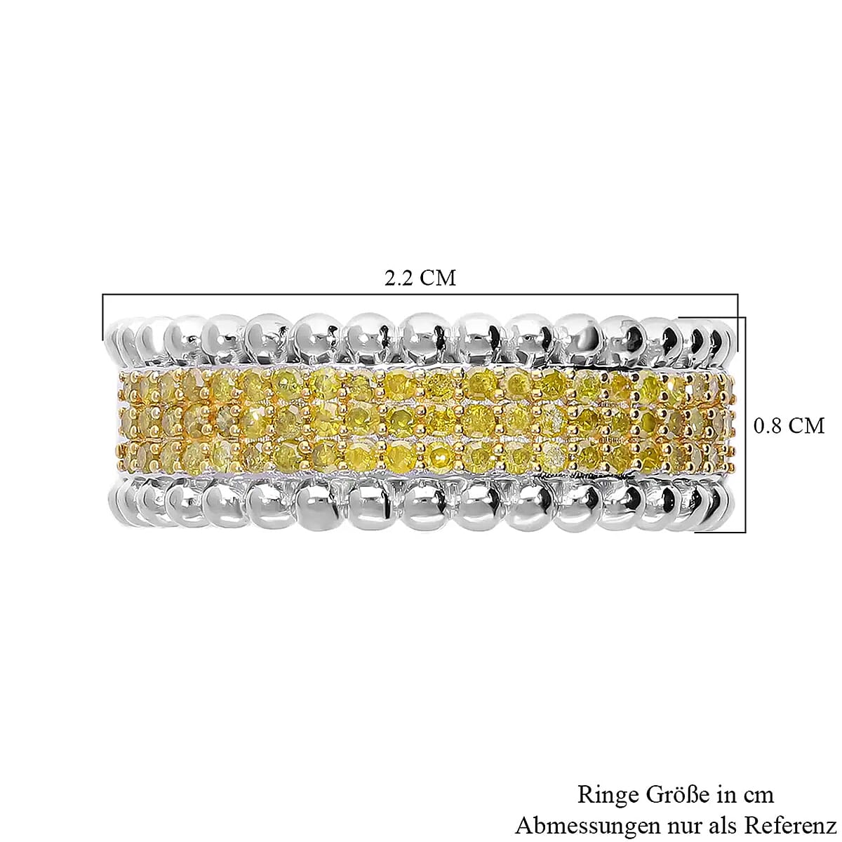 Yellow Diamond 0.50 ctw 3 Row Band Ring in Vermeil YG Over Sterling Silver, Yellow Diamond Jewelry, Birthstone Anniversary Gift For Her (Size 10.00) image number 7