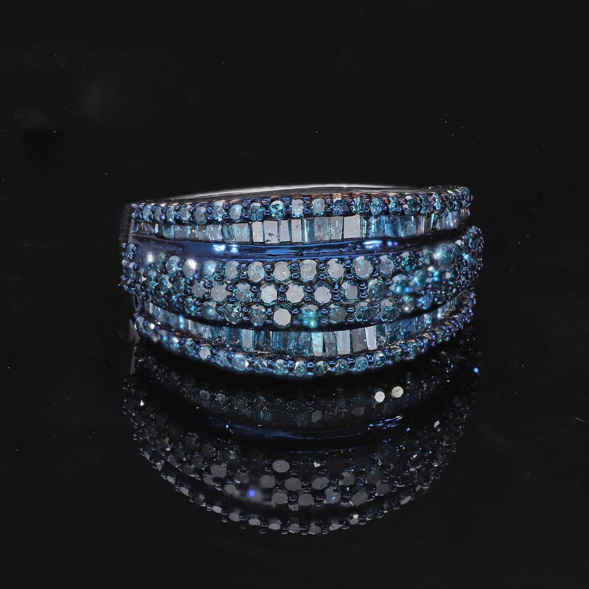 Buy Doorbuster Blue Diamond (IR) Ring in Platinum Over Sterling Silver ...