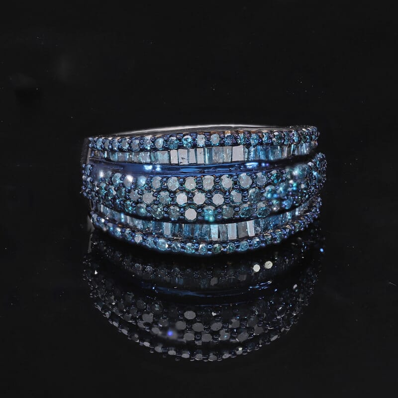 Blue Diamond 2.00 ctw Ring in Platinum Over Sterling Silver (Size 10.0)