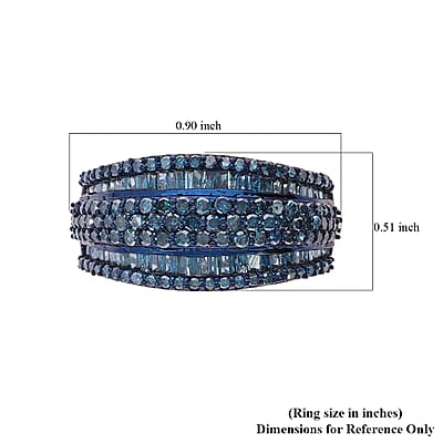 Blue Diamond 2.00 ctw Ring in Platinum Over Sterling Silver (Size 10.0)