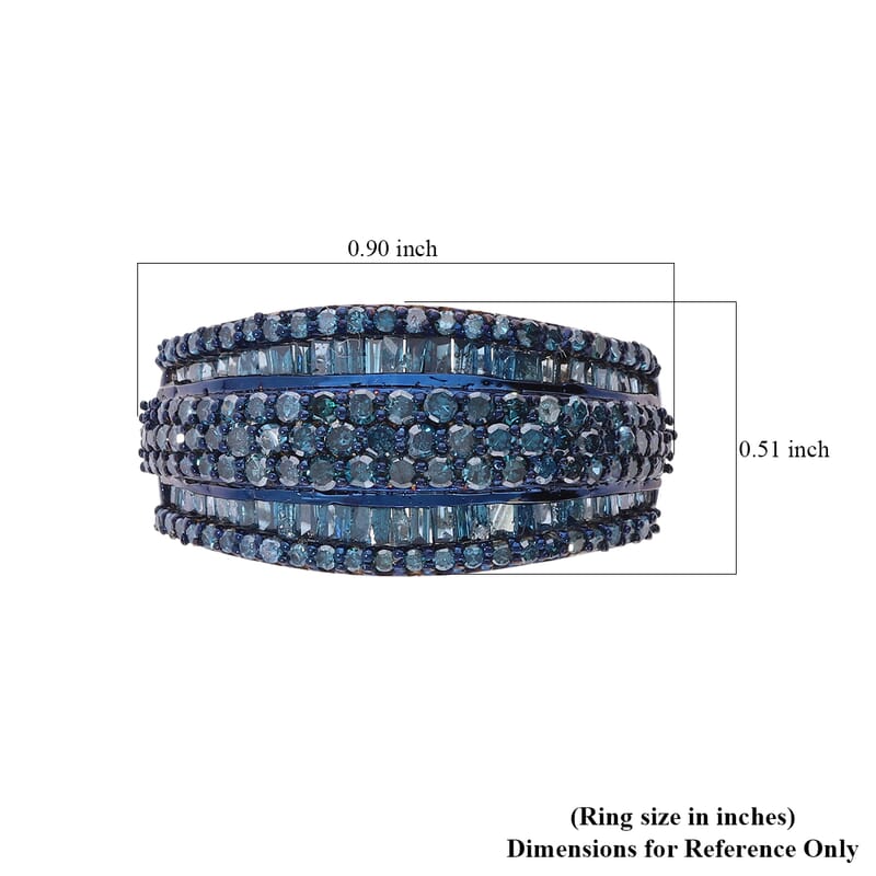 Blue Diamond 2.00 ctw Ring in Platinum Over Sterling Silver (Size 10.0)