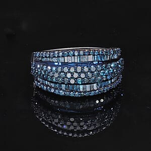 D'Joy Blue Diamond 2.00 ctw Ring in Platinum Over Sterling Silver (Size 6.0) 