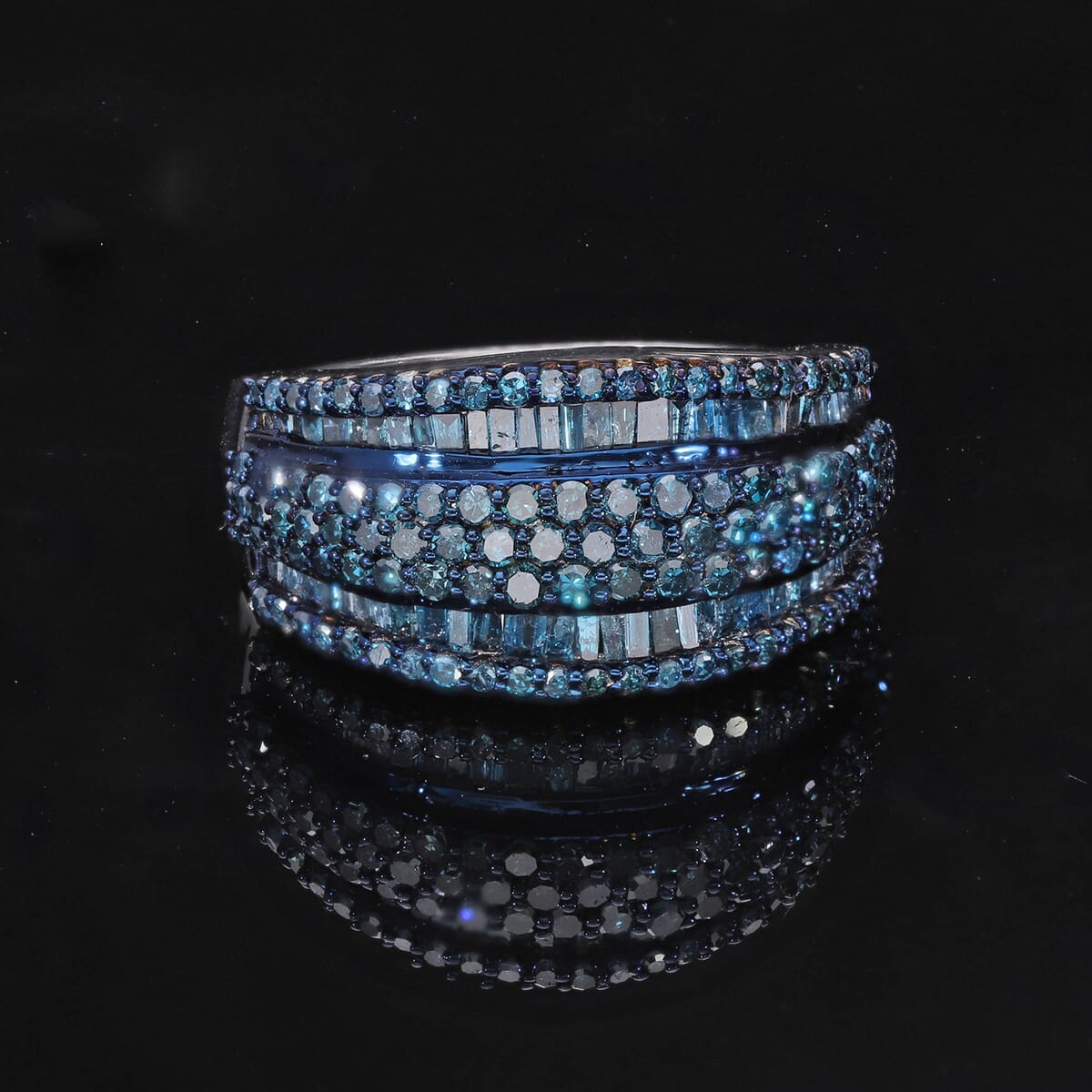 Blue Diamond 2.00 ctw Ring in Platinum Over Sterling Silver (Size 7.0)  image number 1