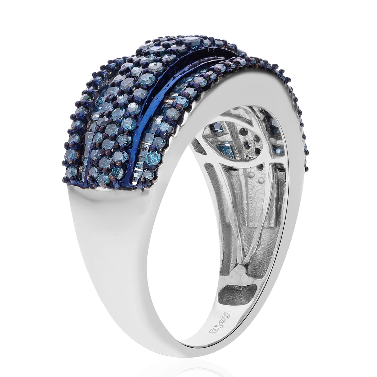 Blue Diamond 2.00 ctw Ring in Platinum Over Sterling Silver (Size 7.0)  image number 3
