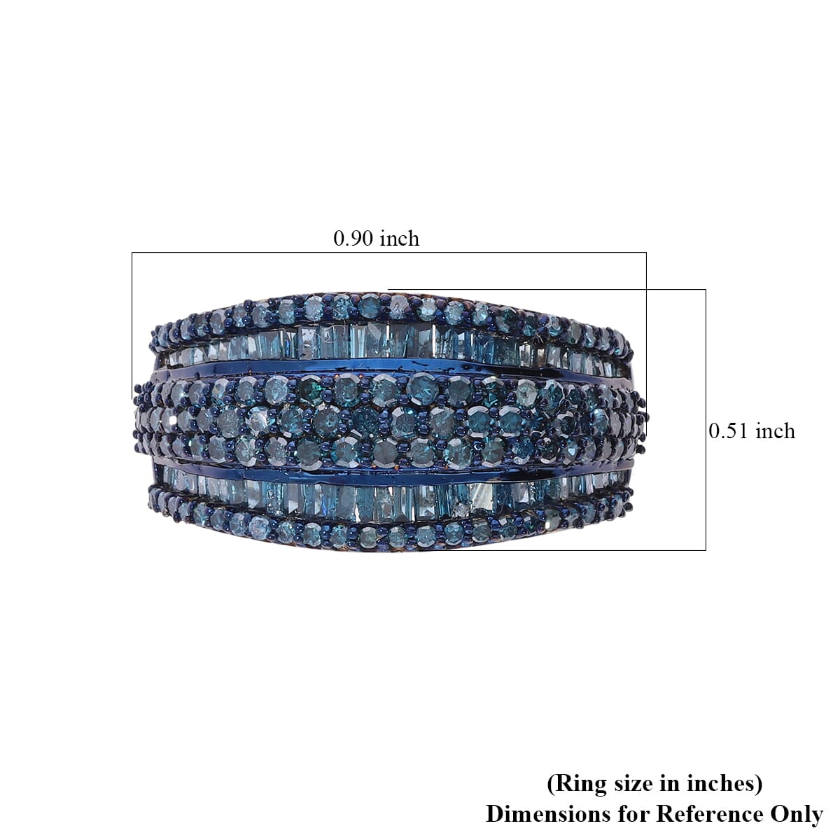 Blue Diamond 2.00 ctw Ring in Platinum Over Sterling Silver (Size 7.0)  image number 5