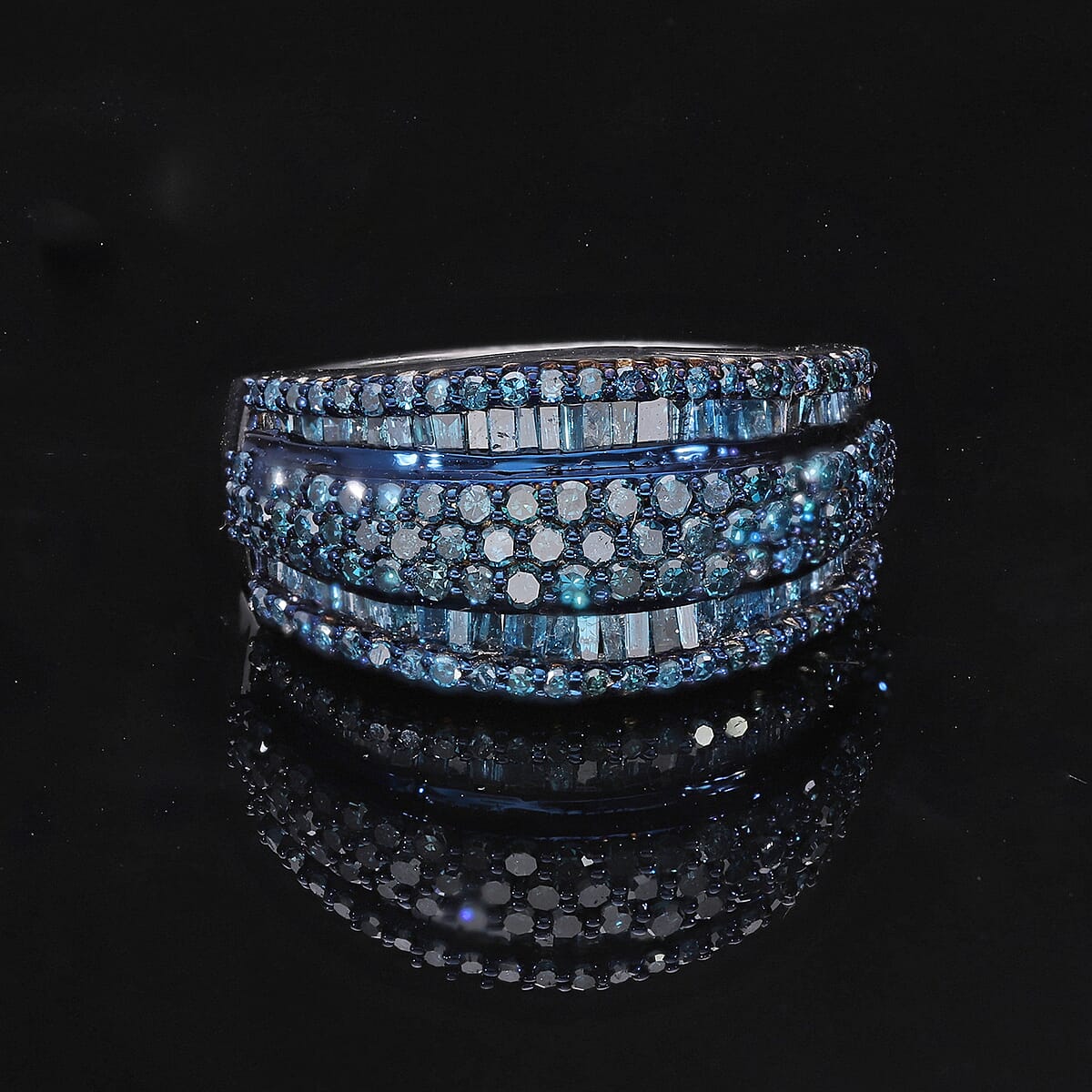 D'Joy Blue Diamond 2.00 ctw Ring in Platinum Over Sterling Silver (Size 9.0)  image number 1