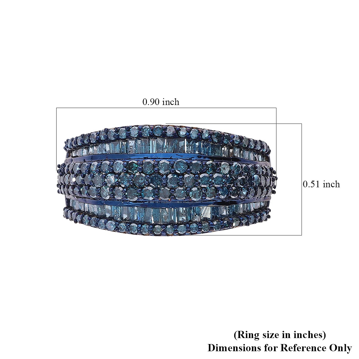 D'Joy Blue Diamond 2.00 ctw Ring in Platinum Over Sterling Silver (Size 9.0)  image number 5