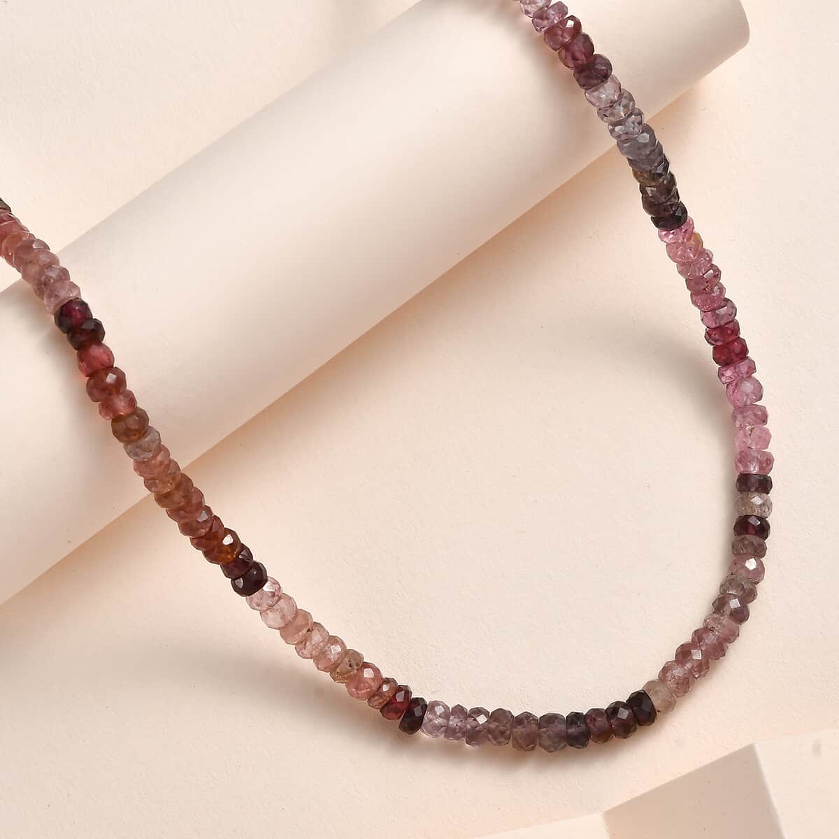 Doorbuster Shades of Multi Spinel Beaded Necklace (18-20 Inches) in Rhodium Over Sterling Silver 85.00 ctw image number 1