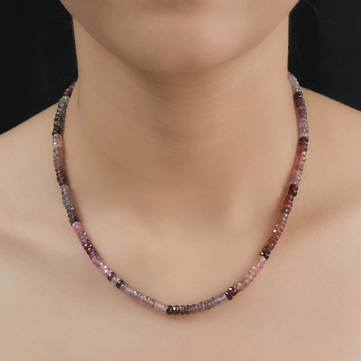 Doorbuster Shades of Multi Spinel Beaded Necklace (18-20 Inches) in Rhodium Over Sterling Silver 85.00 ctw image number 2