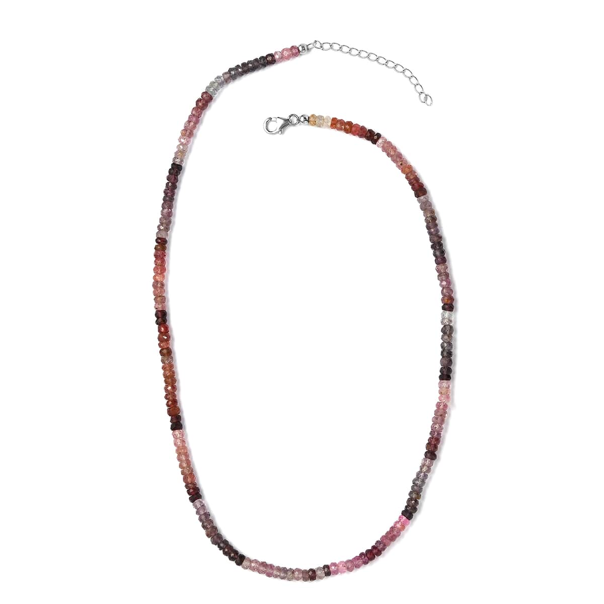 Doorbuster Shades of Multi Spinel Beaded Necklace (18-20 Inches) in Rhodium Over Sterling Silver 85.00 ctw image number 3