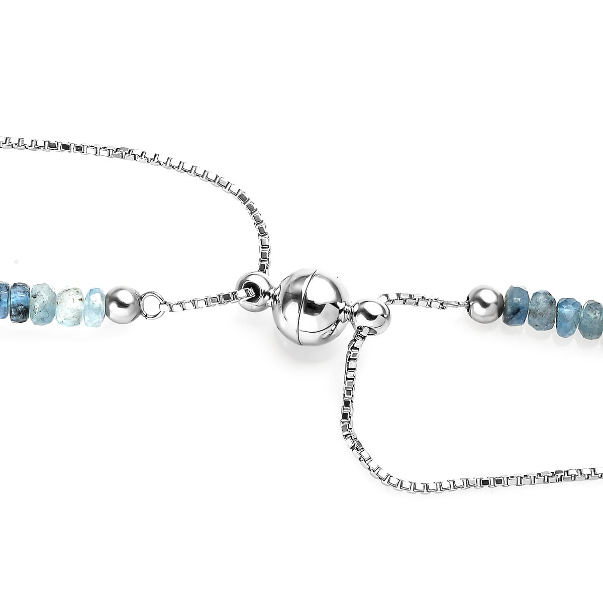Shades of Aquamarine Beaded Necklace (18-20 Inches) in Rhodium Over Sterling Silver 82.00 ctw image number 4